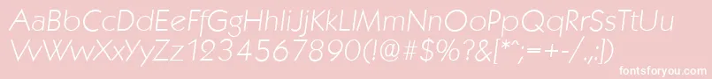 Fonte KoblenzserialXlightItalic – fontes brancas em um fundo rosa