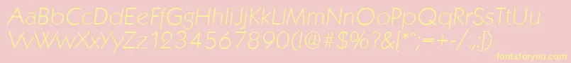 KoblenzserialXlightItalic-Schriftart – Gelbe Schriften auf rosa Hintergrund