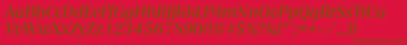 Saiba mais sobre a fonte NashvilleserialMediumItalic Fonte NashvilleserialMediumItalic – fontes marrons em um fundo vermelho