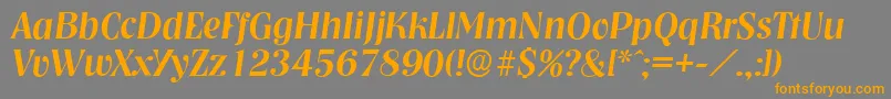 フォントNashvilleserialMediumItalic – オレンジの文字は灰色の背景にあります。