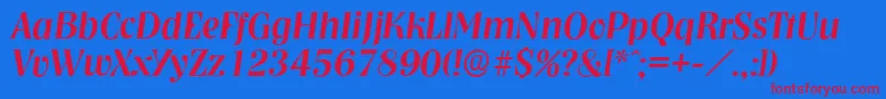 NashvilleserialMediumItalic Font – Red Fonts on Blue Background