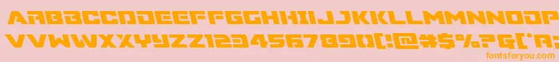 Supercommandoleft-Schriftart – Orangefarbene Schriften auf rosa Hintergrund