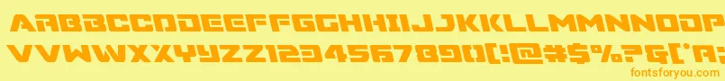 Czcionka Supercommandoleft – pomarańczowe czcionki na żółtym tle