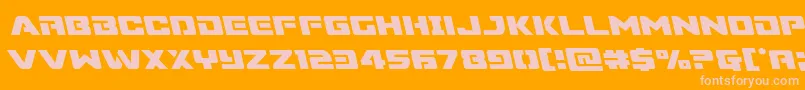 Supercommandoleft-fontti – vaaleanpunaiset fontit oranssilla taustalla