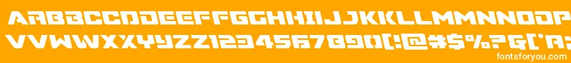 Supercommandoleft-Schriftart – Weiße Schriften auf orangefarbenem Hintergrund