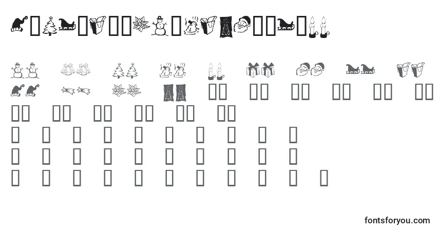 Czcionka KrChristmasDingsThree – alfabet, cyfry, specjalne znaki