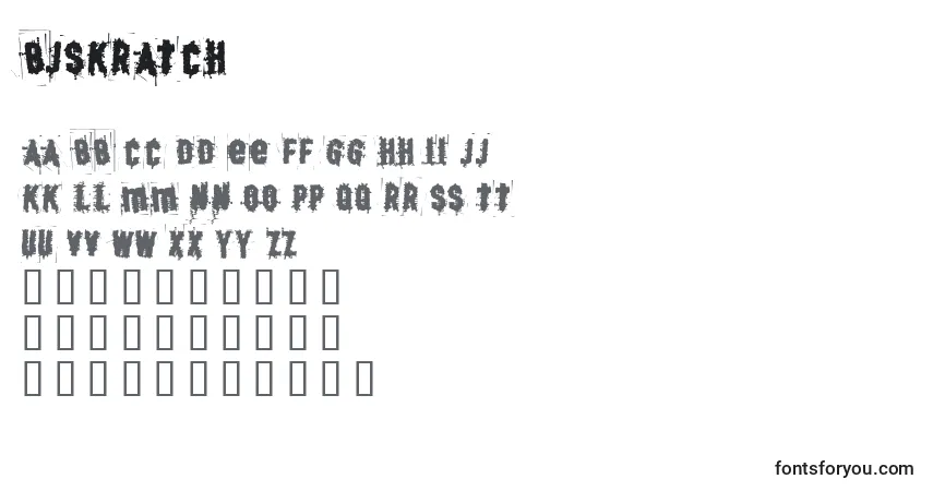 Czcionka BjSkratch – alfabet, cyfry, specjalne znaki