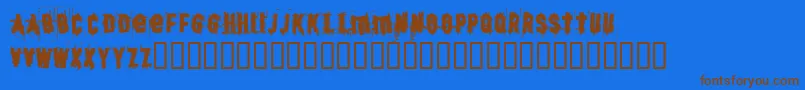 BjSkratch Font – Brown Fonts on Blue Background