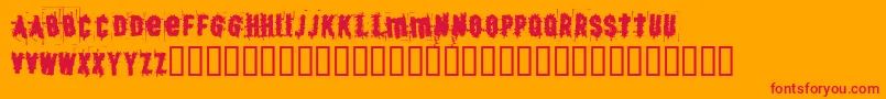 BjSkratch-Schriftart – Rote Schriften auf orangefarbenem Hintergrund