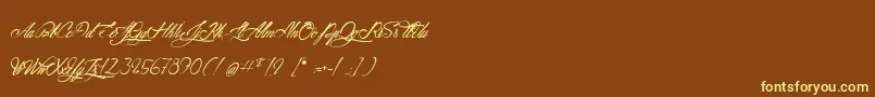 AtlantideStarlight-Schriftart – Gelbe Schriften auf braunem Hintergrund