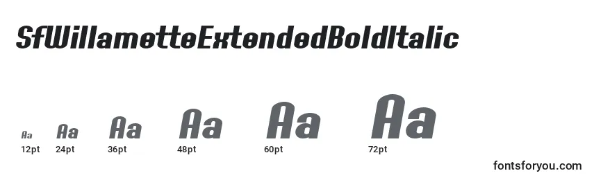SfWillametteExtendedBoldItalic Font Sizes