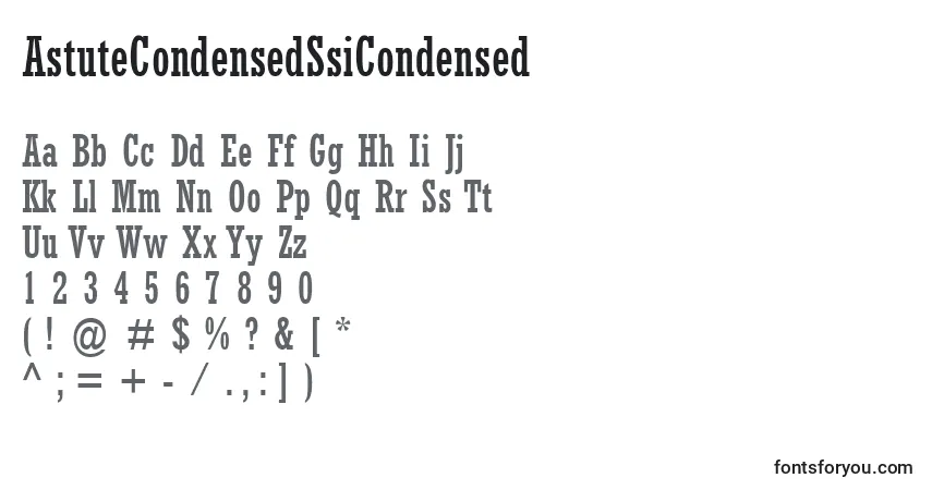 A fonte AstuteCondensedSsiCondensed – alfabeto, números, caracteres especiais