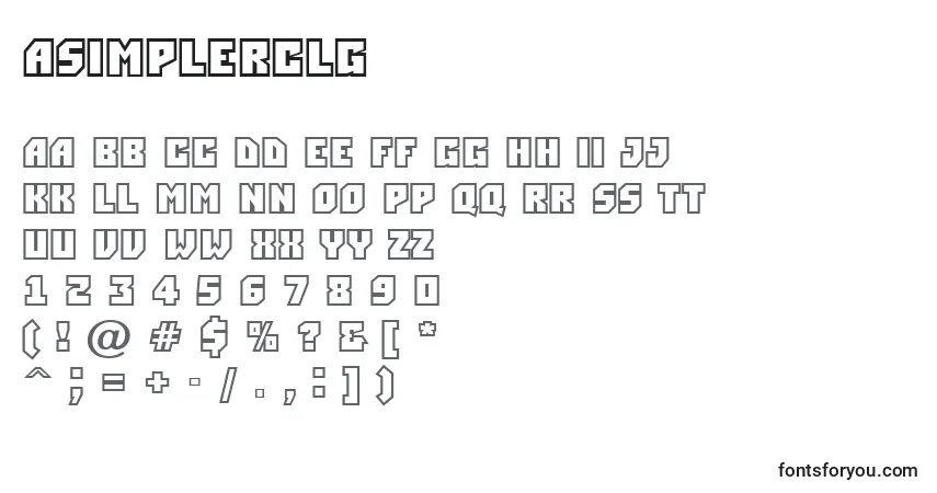 A fonte ASimplerclg – alfabeto, números, caracteres especiais