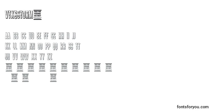 Czcionka VtksStorm2 – alfabet, cyfry, specjalne znaki