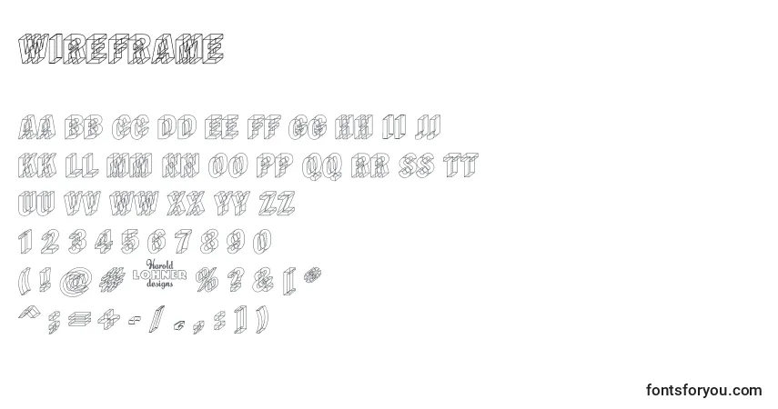 A fonte Wireframe – alfabeto, números, caracteres especiais