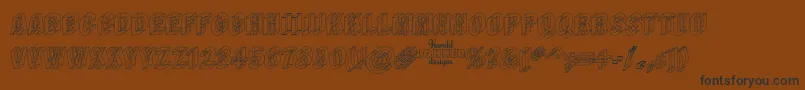 Wireframe-Schriftart – Schwarze Schriften auf braunem Hintergrund