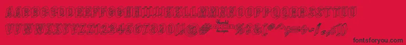 Wireframe Font – Black Fonts on Red Background