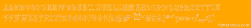 Wireframe-Schriftart – Rosa Schriften auf orangefarbenem Hintergrund