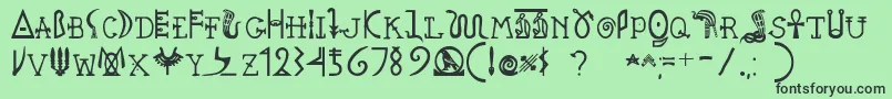 Pegypta-fontti – mustat fontit vihreällä taustalla