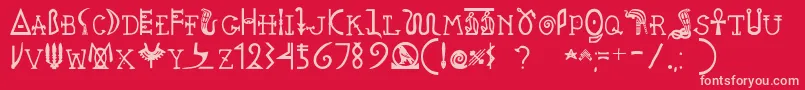 Pegypta-Schriftart – Rosa Schriften auf rotem Hintergrund