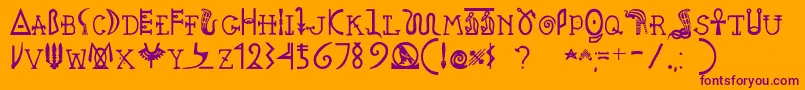 Pegypta-Schriftart – Violette Schriften auf orangefarbenem Hintergrund