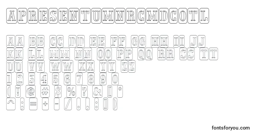 A fonte APresentumnrcmdcotl – alfabeto, números, caracteres especiais