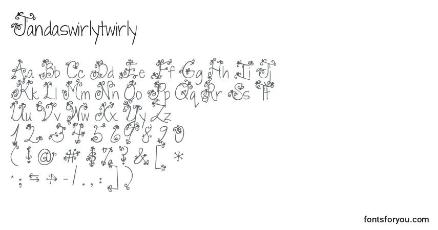 Schriftart Jandaswirlytwirly – Alphabet, Zahlen, spezielle Symbole