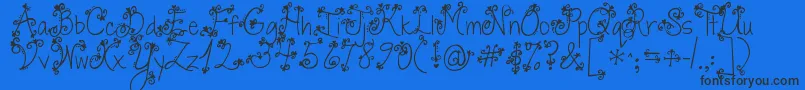 Jandaswirlytwirly-Schriftart – Schwarze Schriften auf blauem Hintergrund