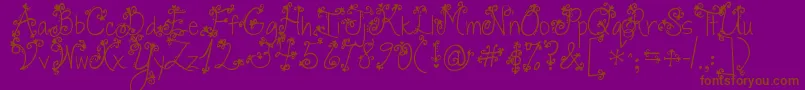 Jandaswirlytwirly-Schriftart – Braune Schriften auf violettem Hintergrund