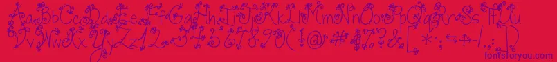 Jandaswirlytwirly-Schriftart – Violette Schriften auf rotem Hintergrund