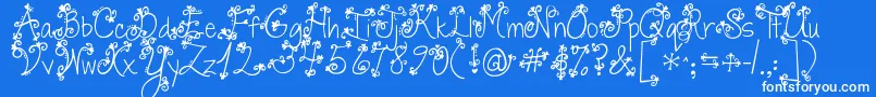 Jandaswirlytwirly-Schriftart – Weiße Schriften auf blauem Hintergrund