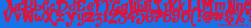 JackInTheBox-Schriftart – Rote Schriften auf blauem Hintergrund