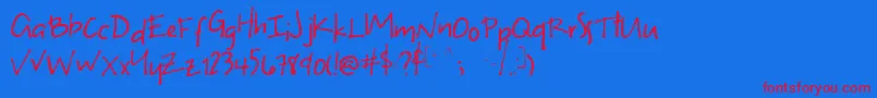 SUneven-Schriftart – Rote Schriften auf blauem Hintergrund