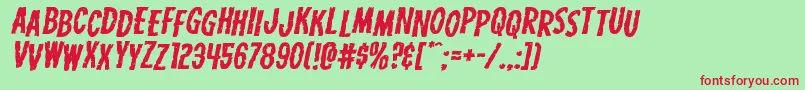 Carnivalcorpsestagexpandital Font – Red Fonts on Green Background