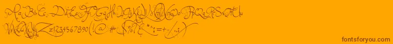 JellykaEndlessVoyage-Schriftart – Braune Schriften auf orangefarbenem Hintergrund