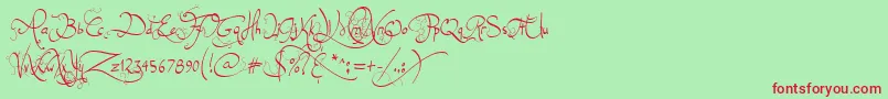 JellykaEndlessVoyage Font – Red Fonts on Green Background