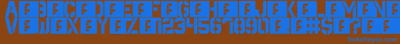フォントDestructive – 茶色の背景に青い文字