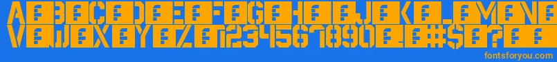 Destructive-Schriftart – Orangefarbene Schriften auf blauem Hintergrund