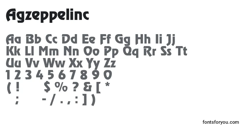 Schriftart Agzeppelinc – Alphabet, Zahlen, spezielle Symbole
