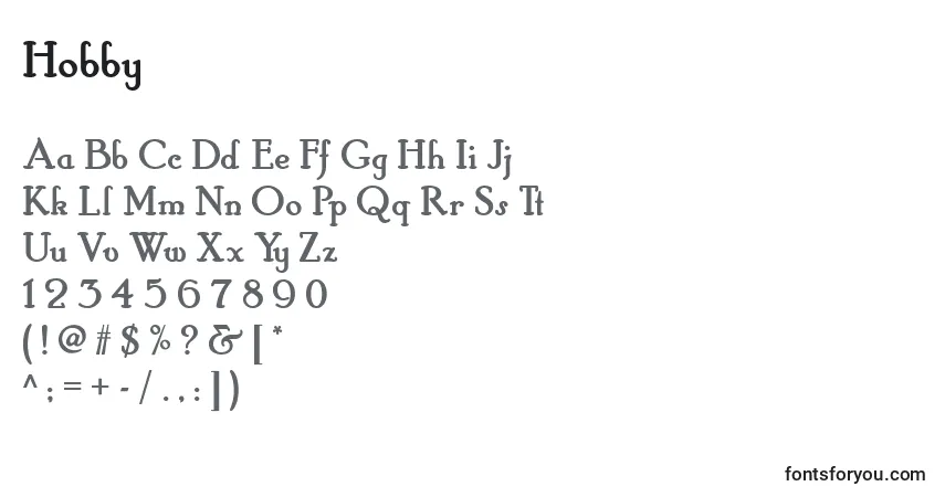Шрифт Hobby – алфавит, цифры, специальные символы