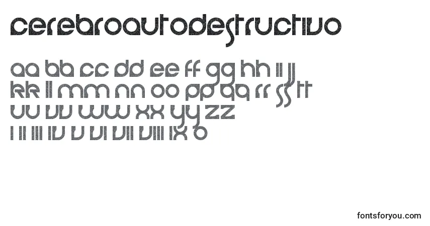 A fonte CerebroAutodestructivo – alfabeto, números, caracteres especiais
