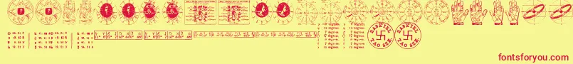 Czcionka AstrologyTfb – czerwone czcionki na żółtym tle