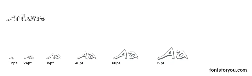 Размеры шрифта Arilons