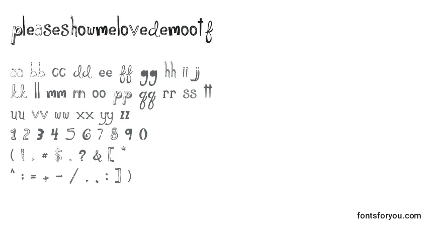Czcionka PleaseShowMeLoveDemoOtf – alfabet, cyfry, specjalne znaki