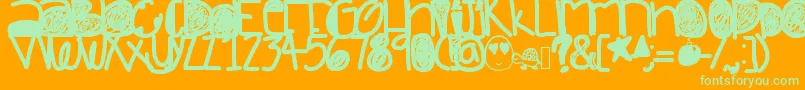 Dazedandconfused-Schriftart – Grüne Schriften auf orangefarbenem Hintergrund