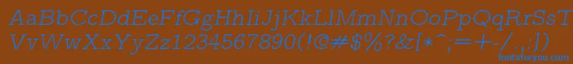Lmmonoproplt10Oblique Font – Blue Fonts on Brown Background