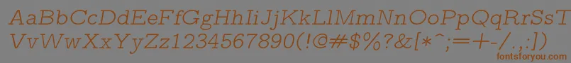 Lmmonoproplt10Oblique Font – Brown Fonts on Gray Background