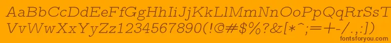 Lmmonoproplt10Oblique Font – Brown Fonts on Orange Background