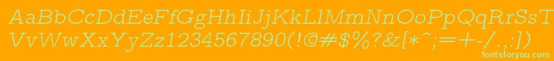Lmmonoproplt10Oblique Font – Green Fonts on Orange Background