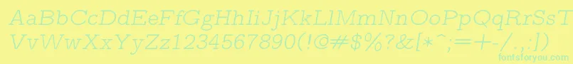 Lmmonoproplt10Oblique Font – Green Fonts on Yellow Background